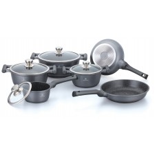 Herenthal Set vase pentru gatit cu interior marmorat antiaderent, 10 piese, gri Herenthal Set vase pentru gatit cu interior marmorat antiaderent, 10 piese, gri